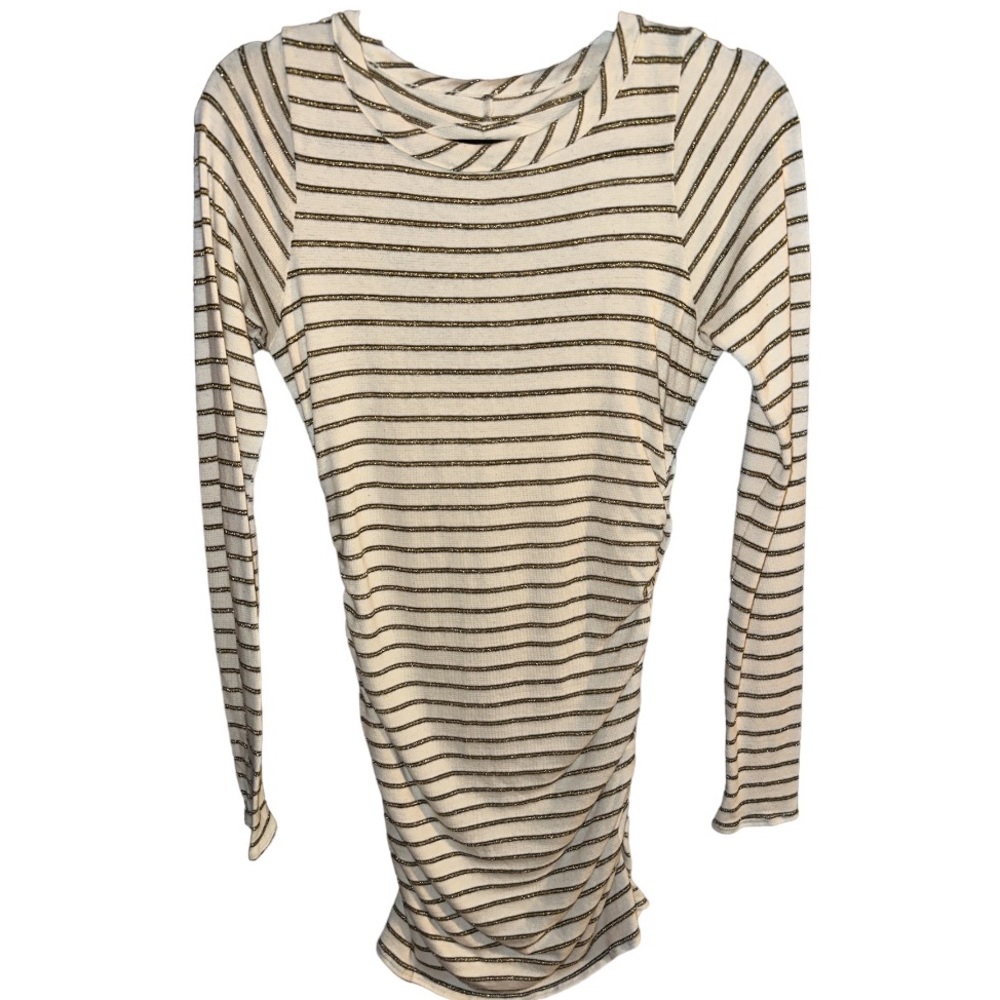 Chaser Black and White Striped Long Sleeve Dress